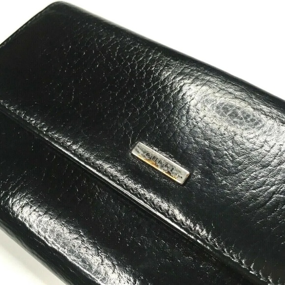 GUCCI VINTAGE LEATHER LONG WALLET - Picture 2 of 11